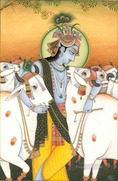  Cows Art - Indian Radha and cows